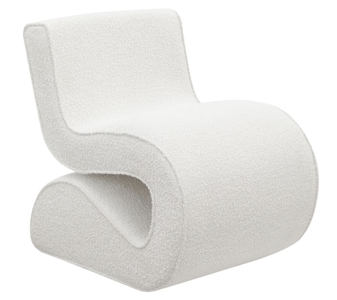 Cream Boucle Upholstered Armless Chair