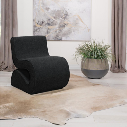 Black Boucle Upholstered Armless Chair