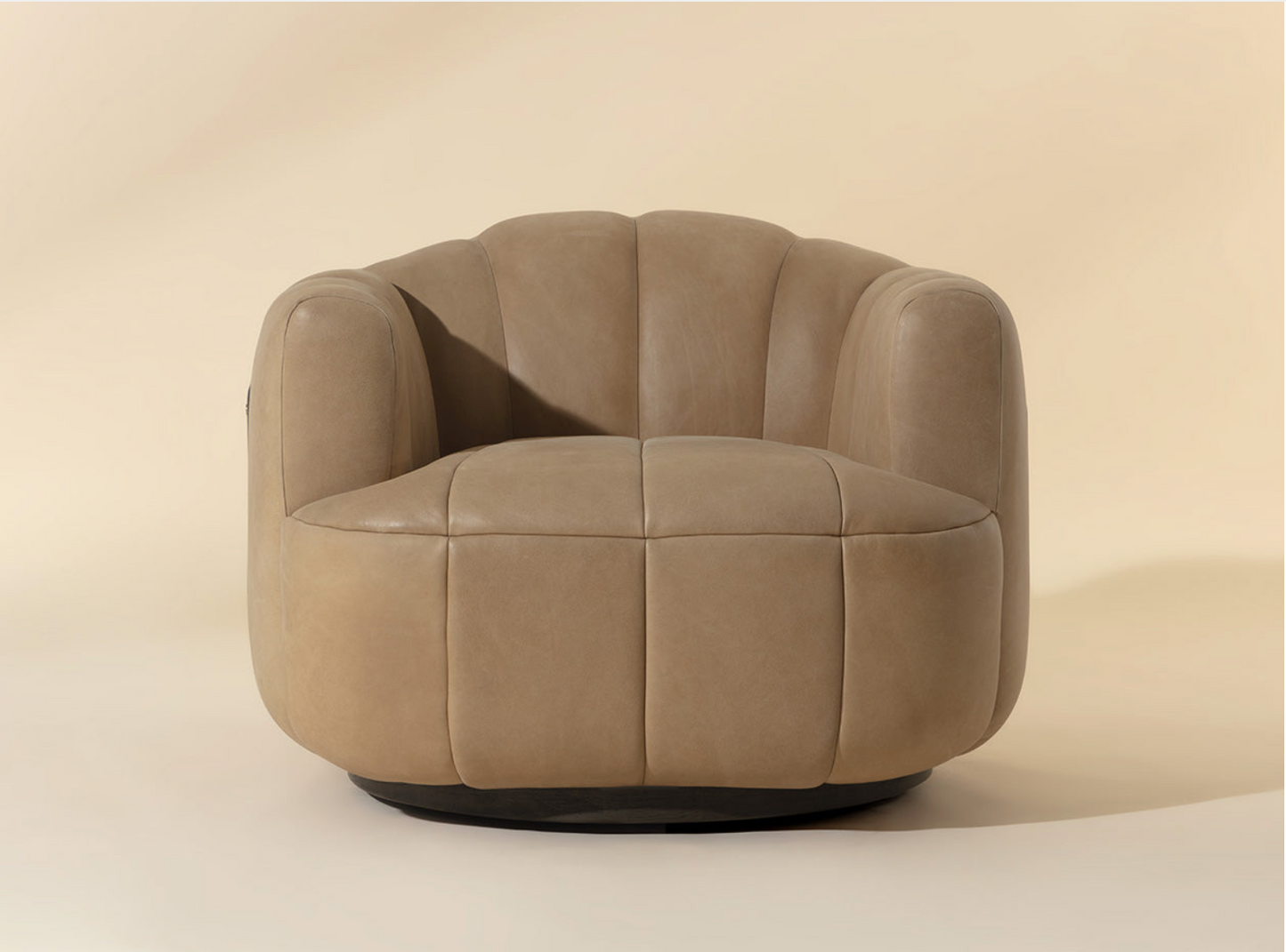 Sahara Sand Leather Swivel Armchair