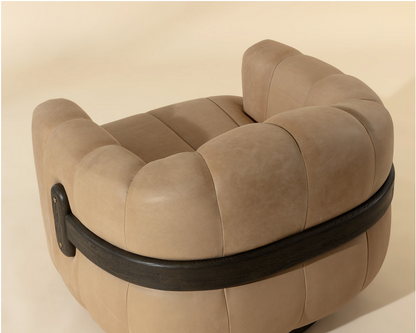 Sahara Sand Leather Swivel Armchair