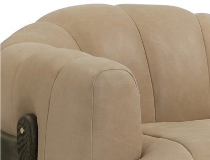 Sahara Sand Leather Swivel Armchair