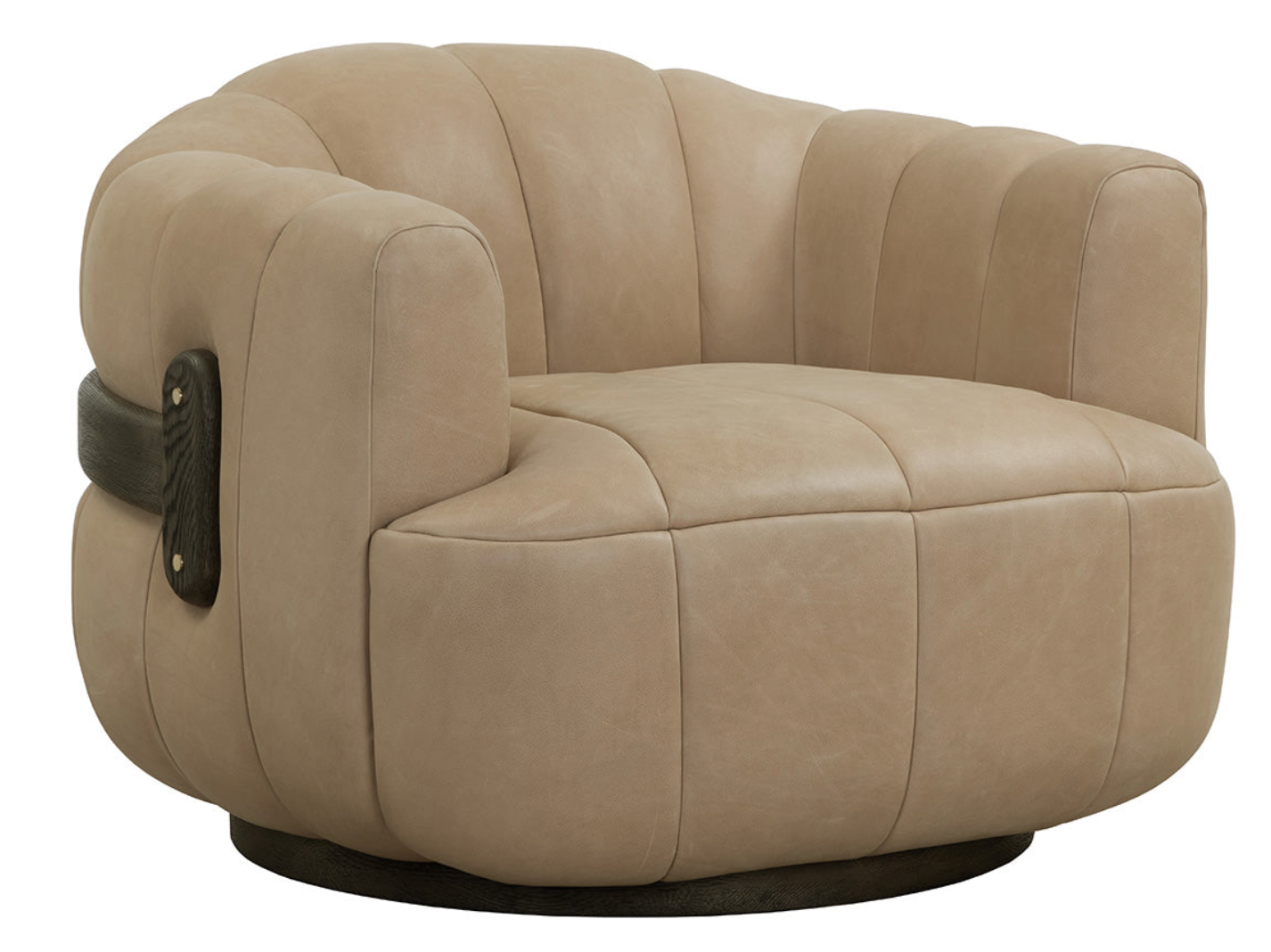 Sahara Sand Leather Swivel Armchair