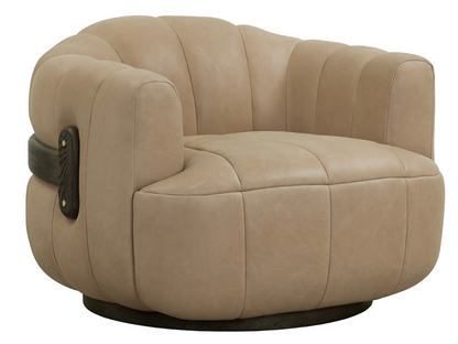 Sahara Sand Leather Swivel Armchair