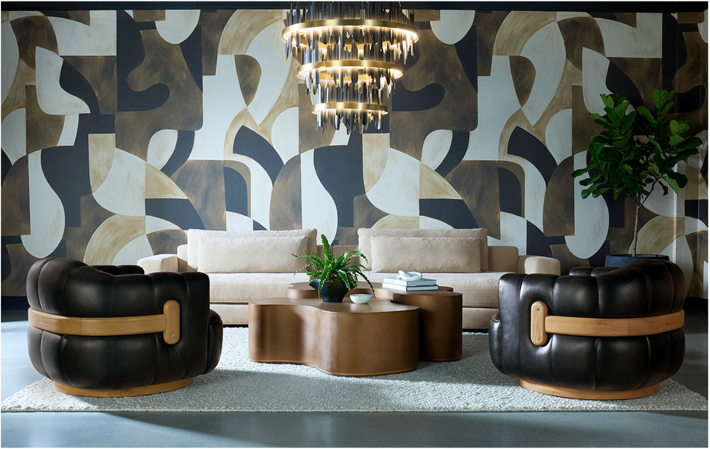 Vintage Black Leather Swivel Armchair