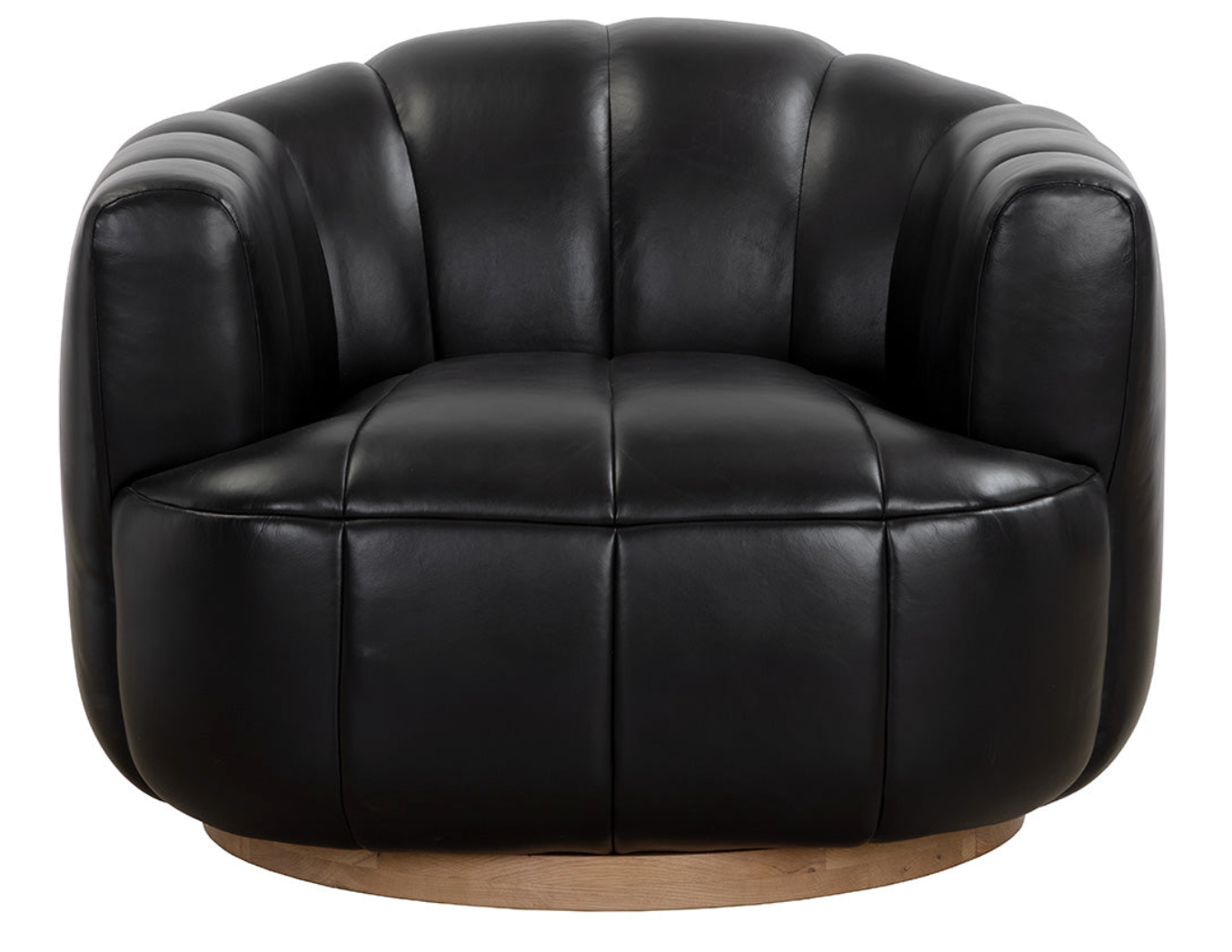 Vintage Black Leather Swivel Armchair