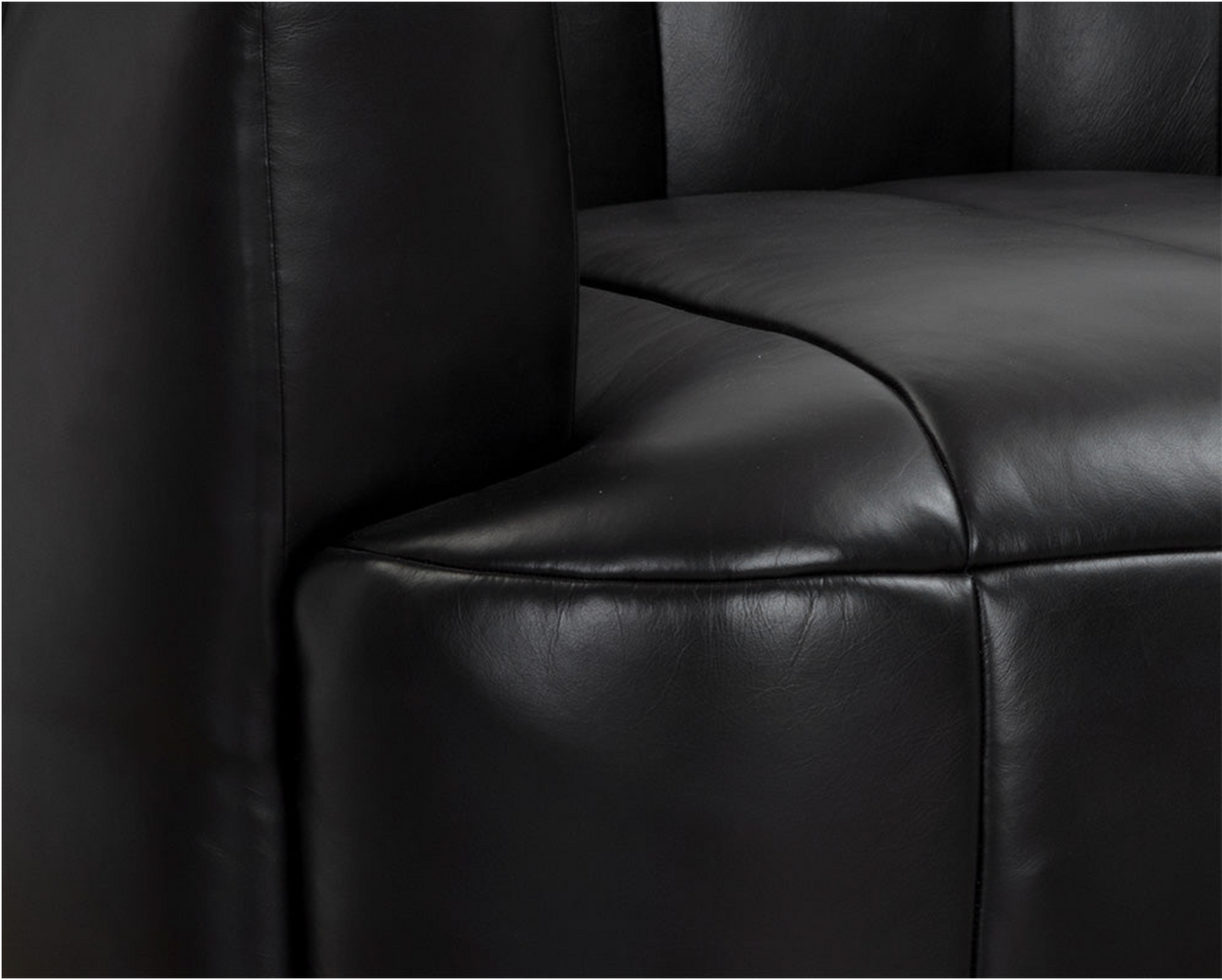 Vintage Black Leather Swivel Armchair