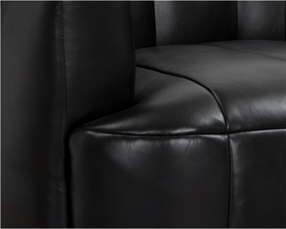 Vintage Black Leather Swivel Armchair