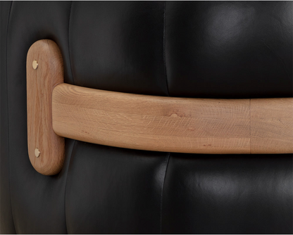 Vintage Black Leather Swivel Armchair