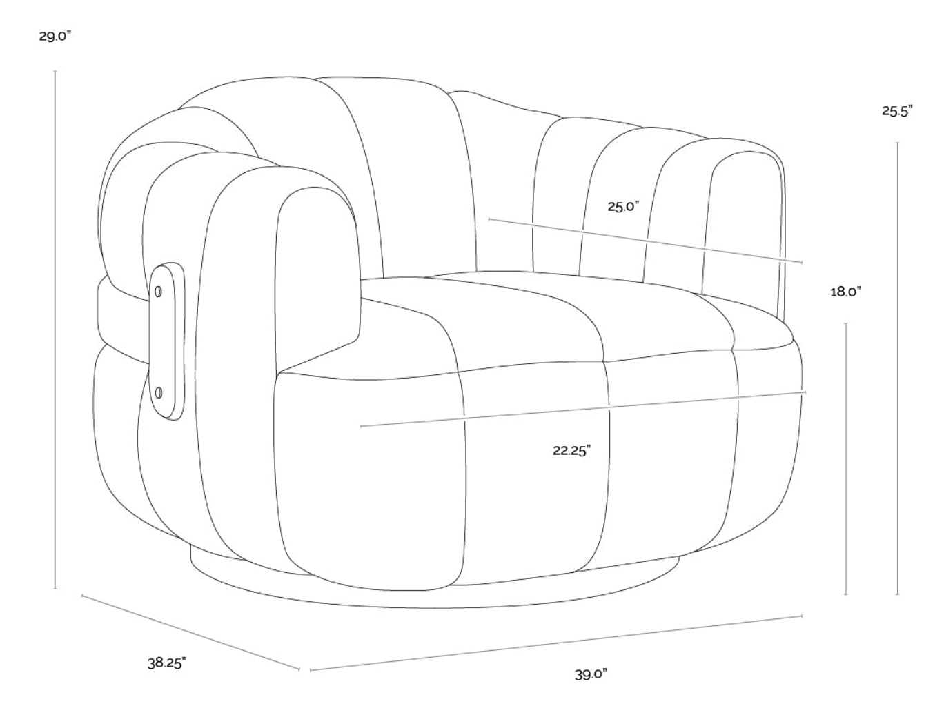 Vintage Black Leather Swivel Armchair