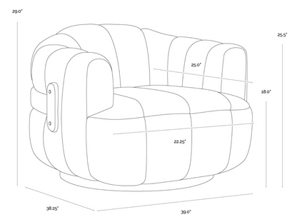 Vintage Black Leather Swivel Armchair