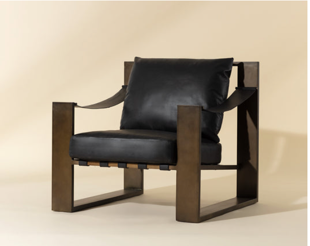 Noma Leather Lounge Chair - Antique Bronze