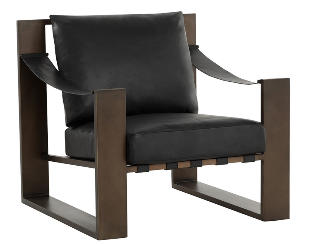 Noma Leather Lounge Chair - Antique Bronze