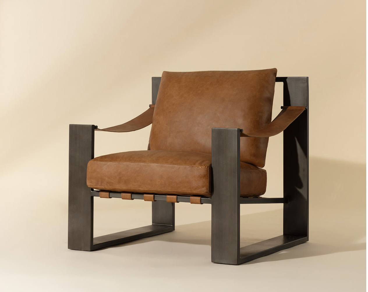 Noma Leather Lounge Chair - Gunmetal