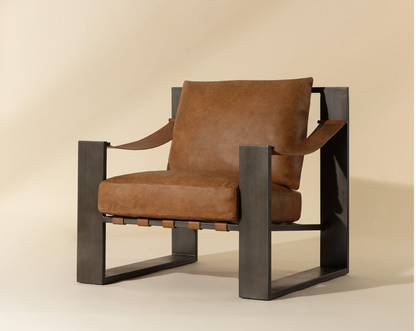 Noma Leather Lounge Chair - Gunmetal