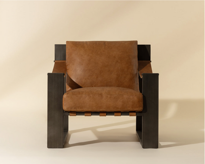 Noma Leather Lounge Chair - Gunmetal