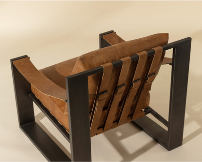 Noma Leather Lounge Chair - Gunmetal