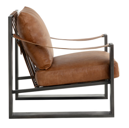 Noma Leather Lounge Chair - Gunmetal