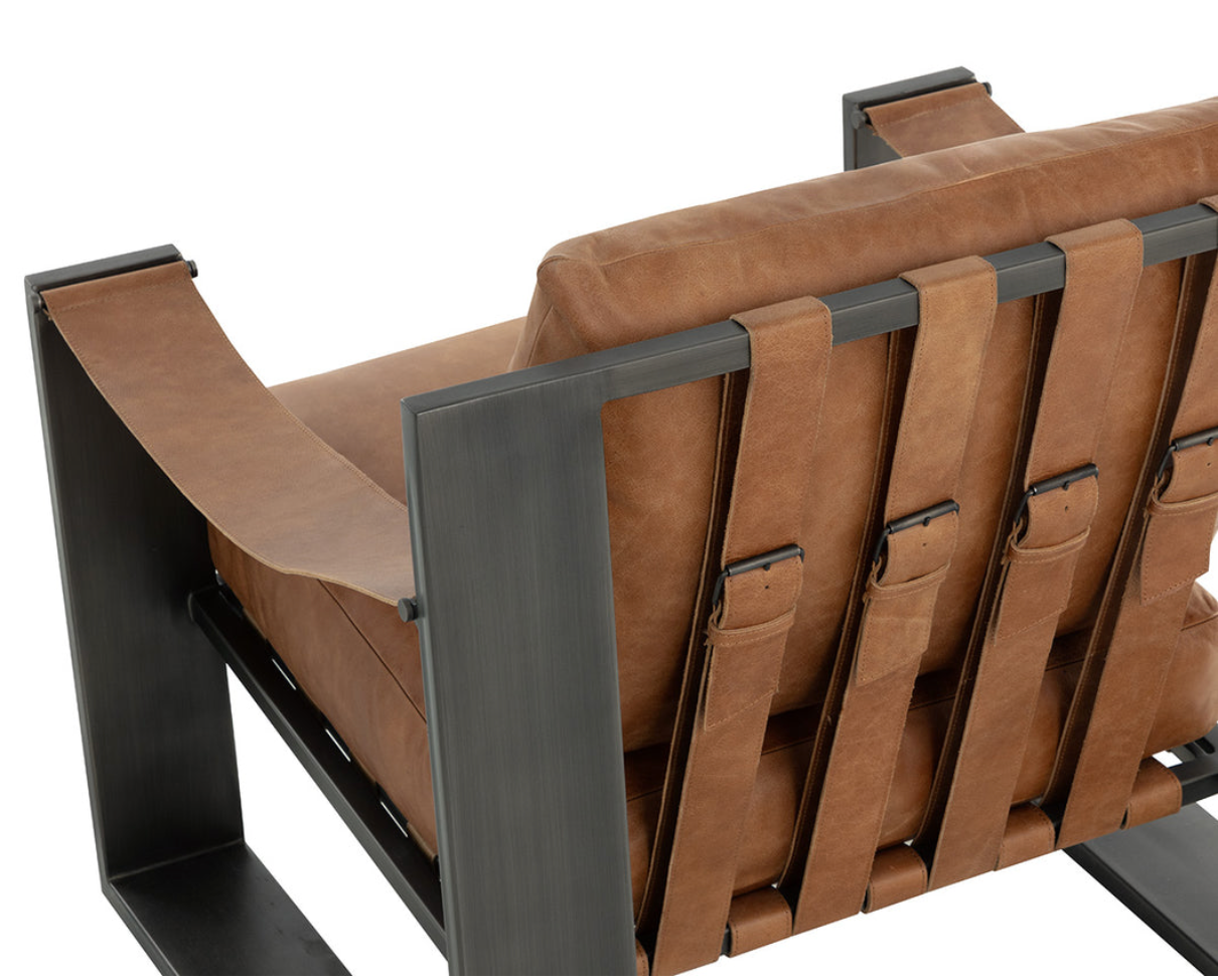 Noma Leather Lounge Chair - Gunmetal