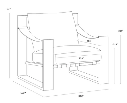 Noma Leather Lounge Chair - Gunmetal