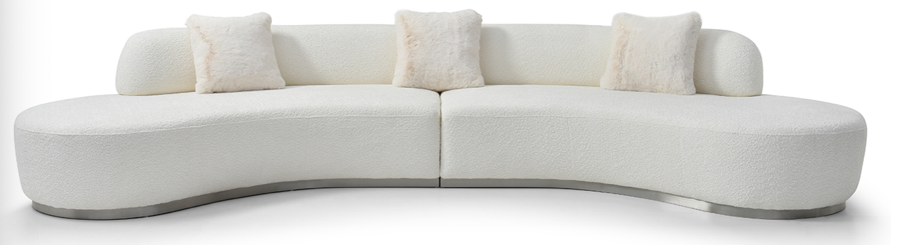 Perla White Boucle Curved Sofa