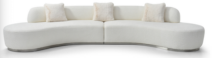 Perla White Boucle Curved Sofa