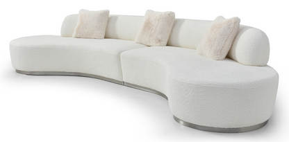 Perla White Boucle Curved Sofa