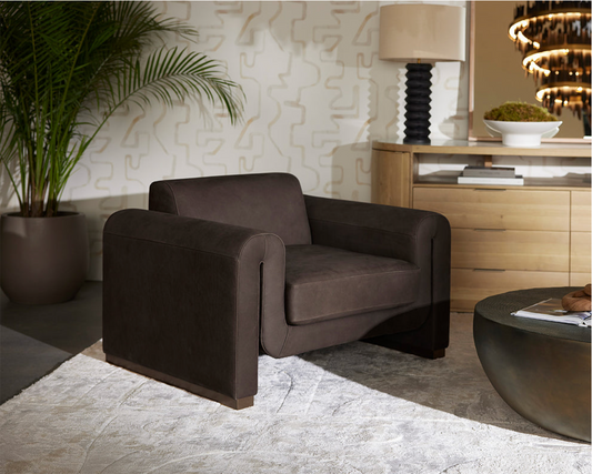Bovine Cocoa Leather Armchair