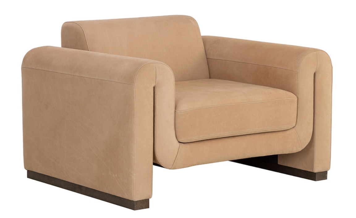 Bovine Tan Leather Armchair