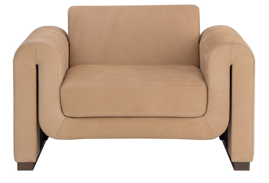 Bovine Tan Leather Armchair