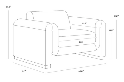 Bovine Tan Leather Armchair