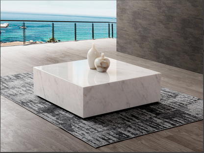 White Cube Square Marble Coffee Table
