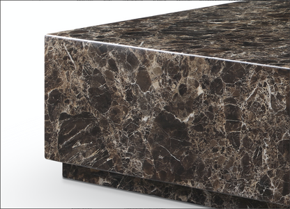 Iris Brown Dark Emperador Rectangle Marble Coffee Table