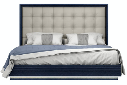 Blue Lacquer, Upholstered Bed