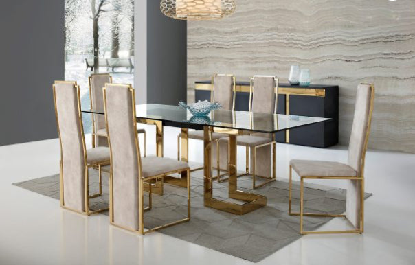 Kiki Glass and Gold Dining Table