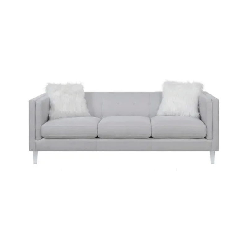 Light Grey Fabric Sofa With Acrylic Legs