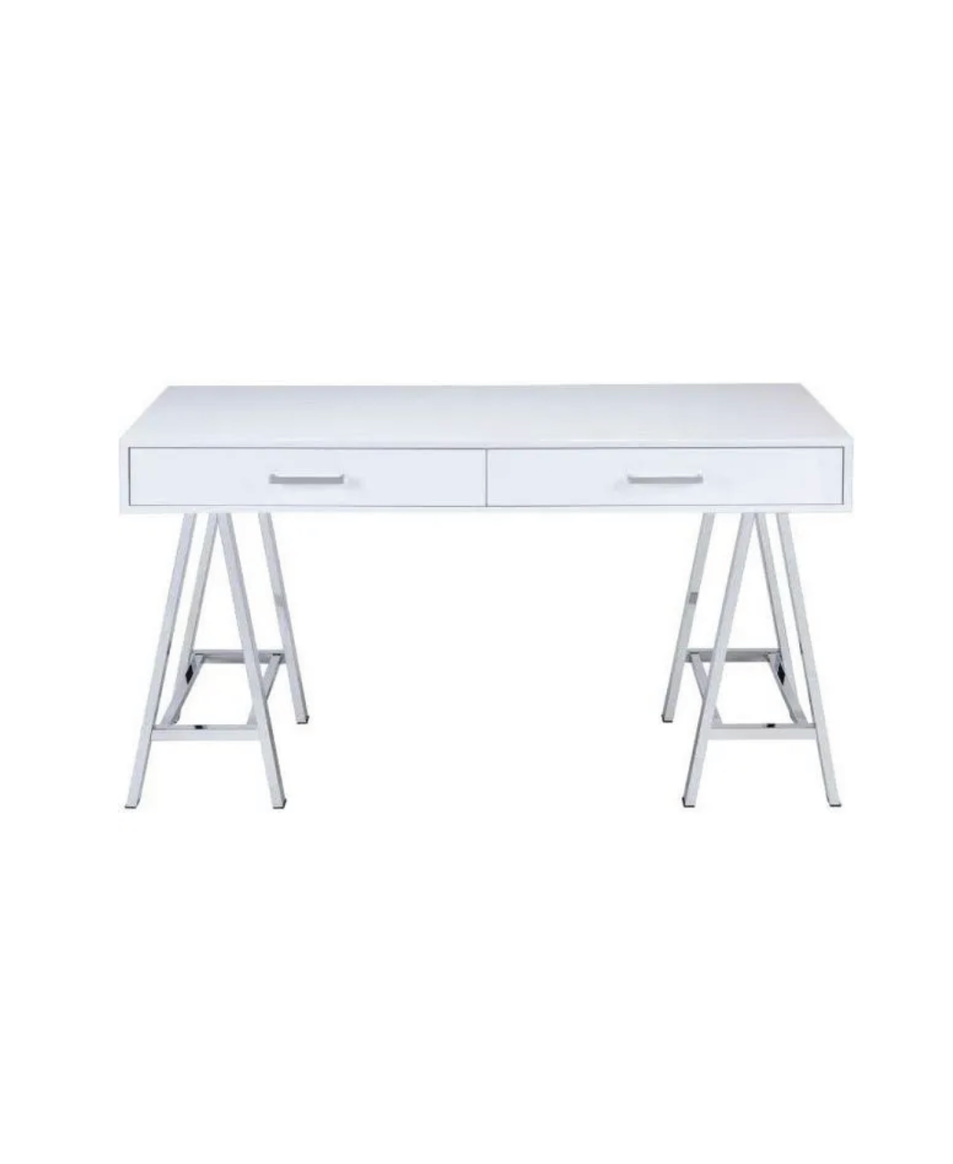 White Desk with Silver Legs