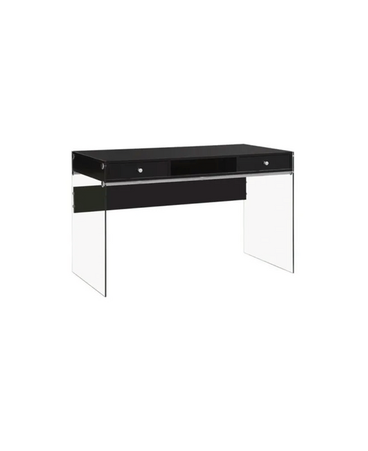 Black Office Desk with Glass Legs