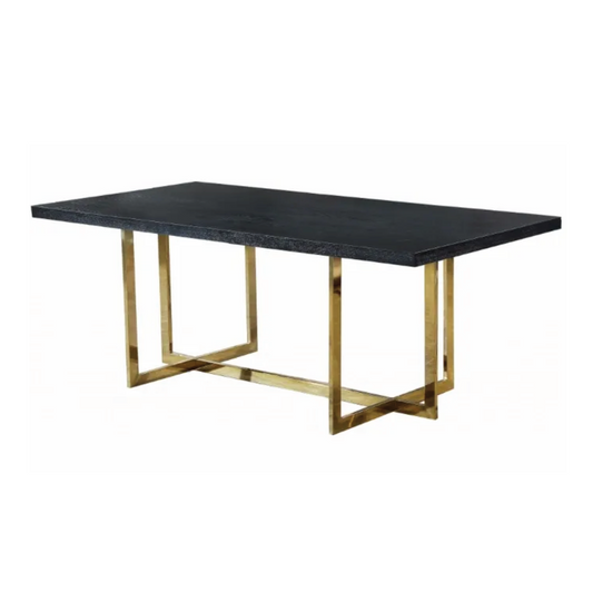 Black Wood Top Gold Metal Base Table