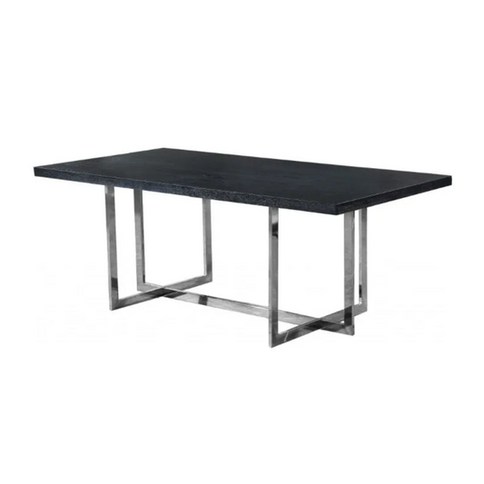 Black Wood Top Chrome Metal Base Table