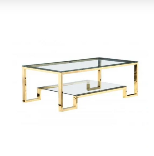 Gold Double Glass Coffee Table