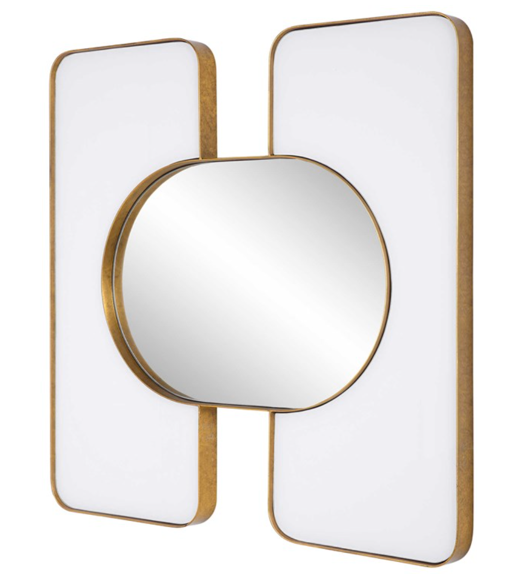 34" White & Gold Mirror