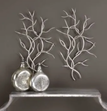 Silver Metal Branches Wall Decor Set of 2