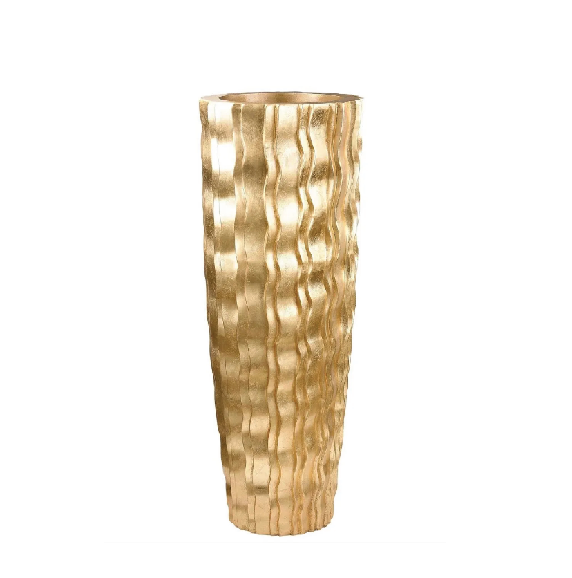 Large Gold Ripple Vase