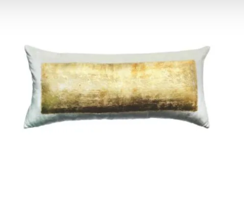 Valarie Ivory Gold Foil Lumbar Pillow