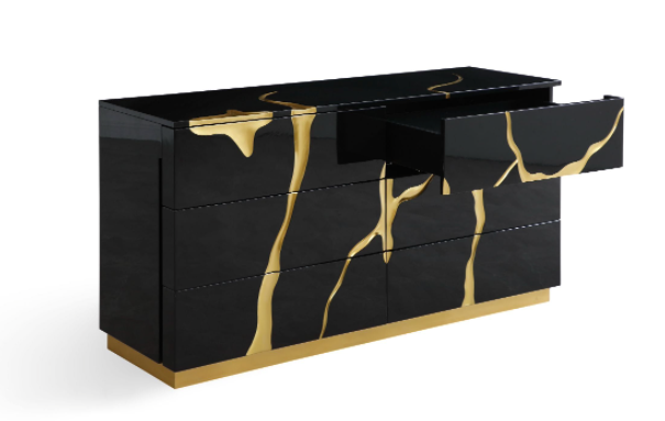 Black & Gold Aztec Dresser