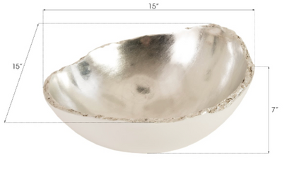 Broken Egg Bowl White and Silver Leaf