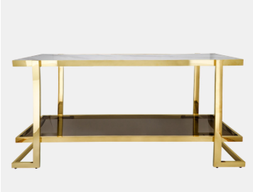 Metal/Marble Glass Console Table Gold