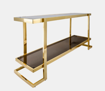 Metal/Marble Glass Console Table Gold