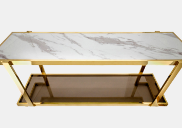 Metal/Marble Glass Console Table Gold