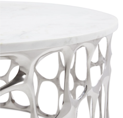 Mario Silver End Table With Marble Top